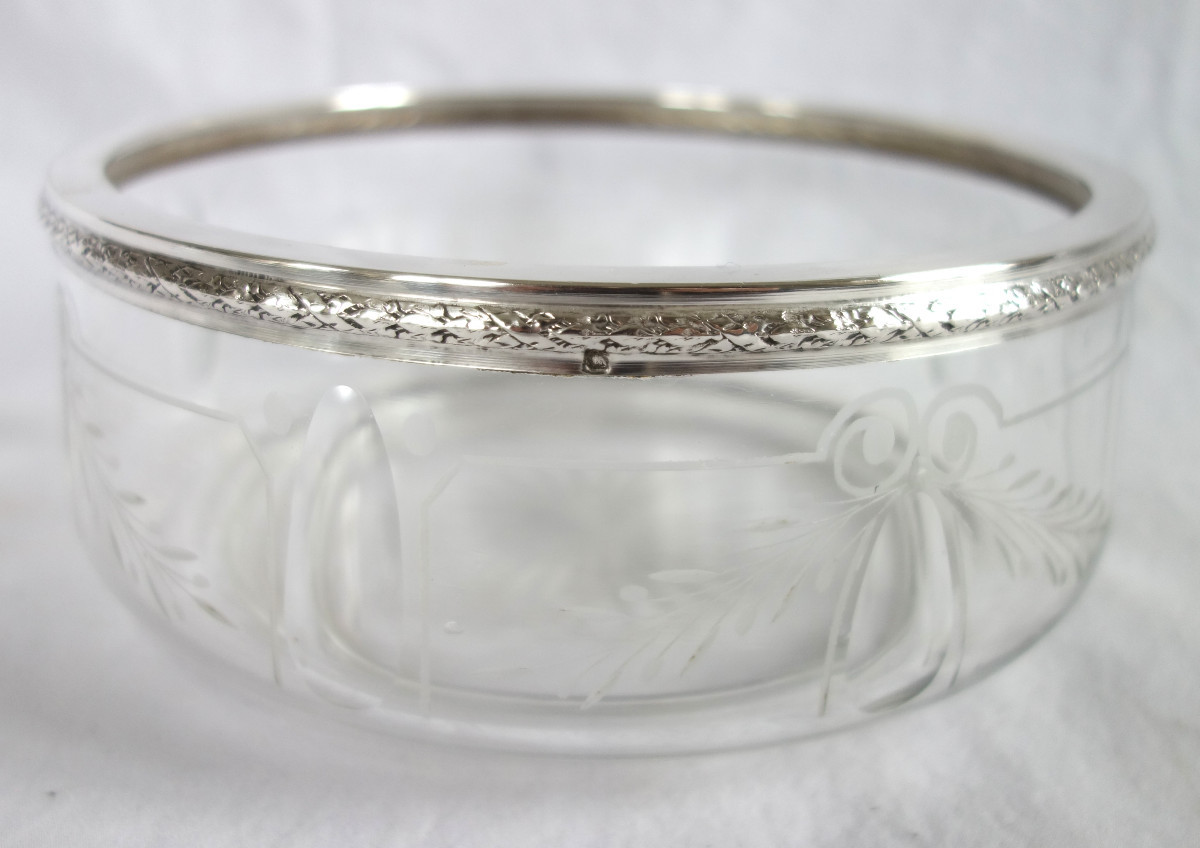 Baccarat Crystal And Sterling Silver Louis XVI Style Salad Bowl