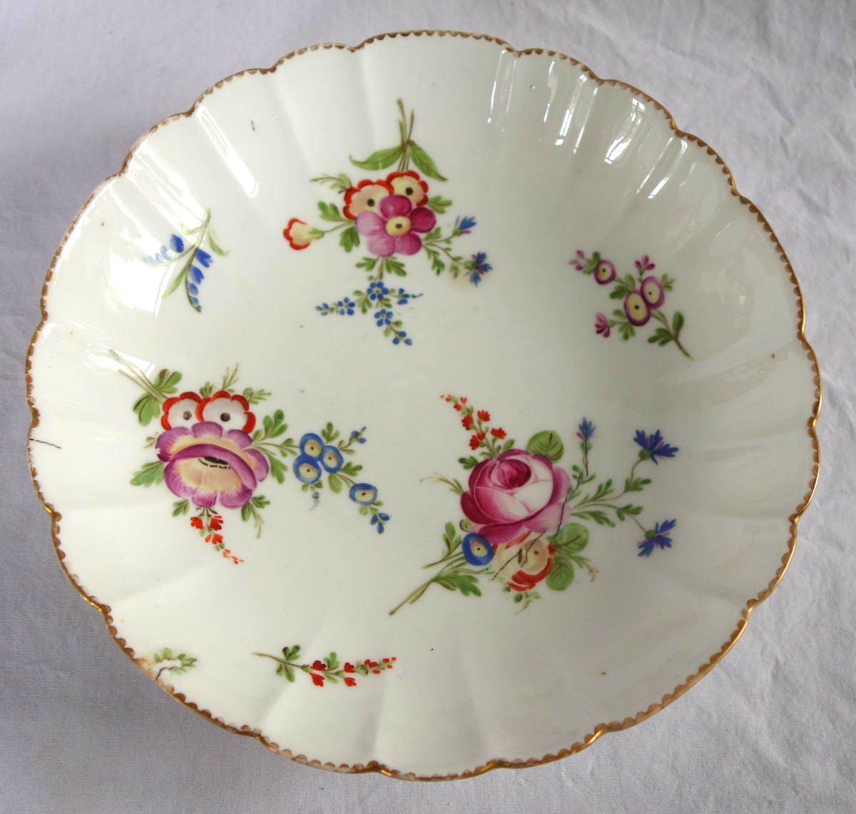 Coupe compotier en porcelaine d'époque Louis XVI attribuée à la Manufacture du duc d'Angoulême-photo-3