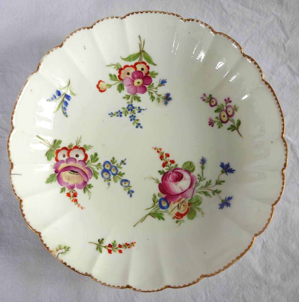 Coupe compotier en porcelaine d'époque Louis XVI attribuée à la Manufacture du duc d'Angoulême-photo-1