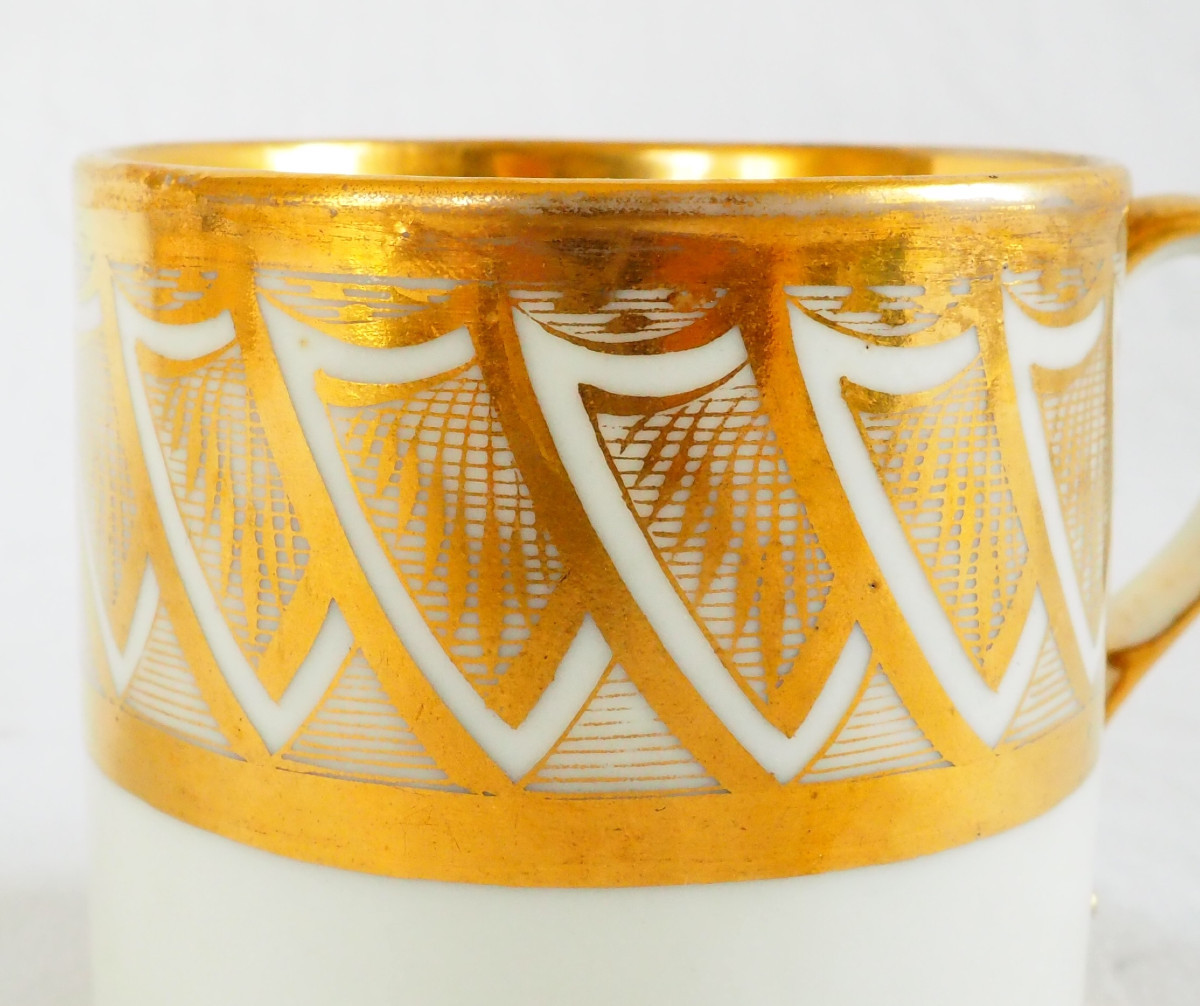 Dagoty Attributed To - Empire Period Litron Cup - White And Gold Porcelain-photo-1