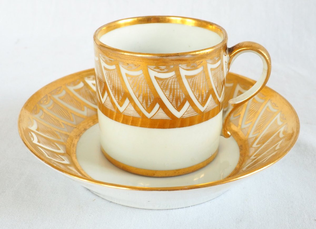 Dagoty Attributed To - Empire Period Litron Cup - White And Gold Porcelain-photo-3