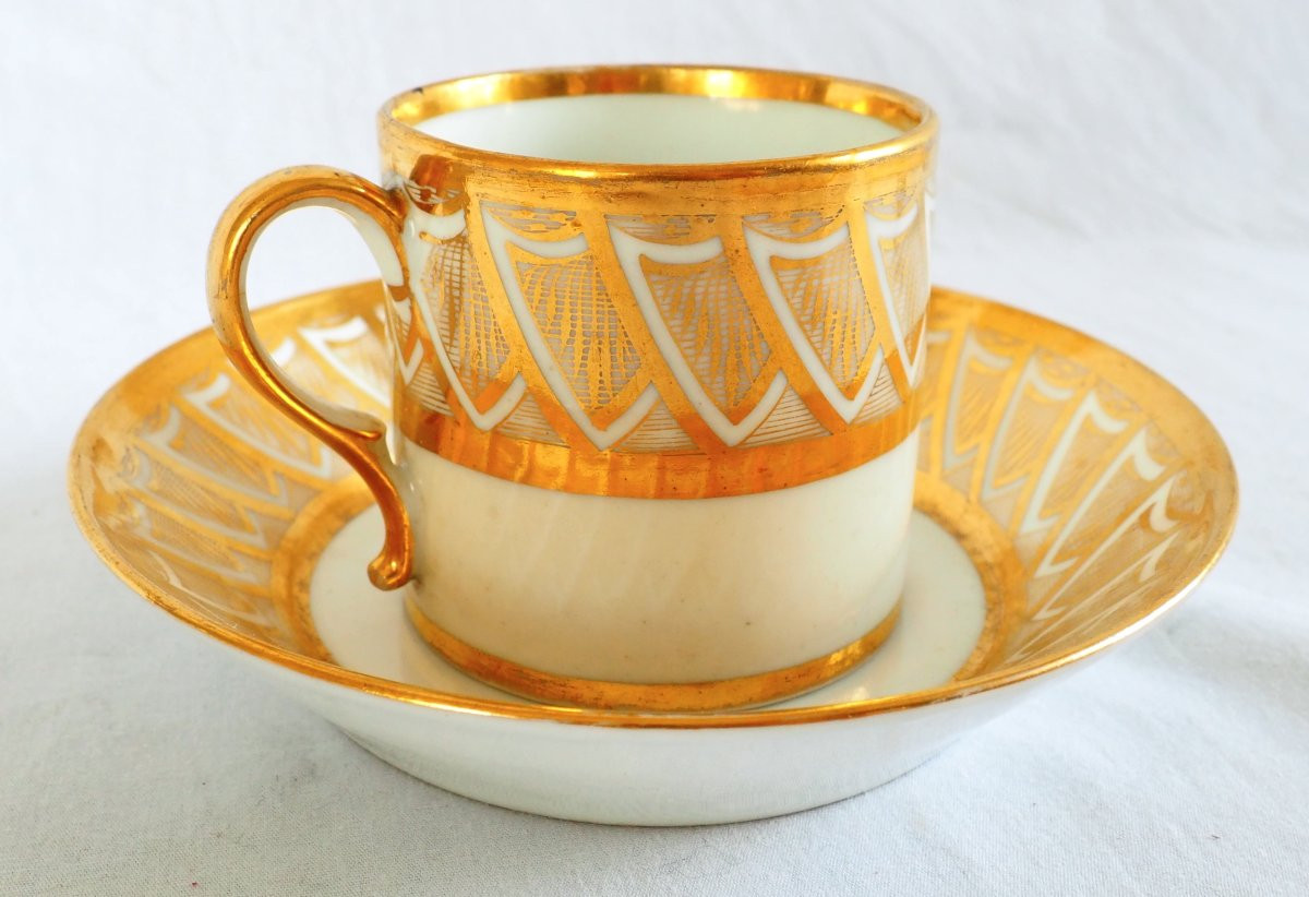 Dagoty Attributed To - Empire Period Litron Cup - White And Gold Porcelain-photo-4