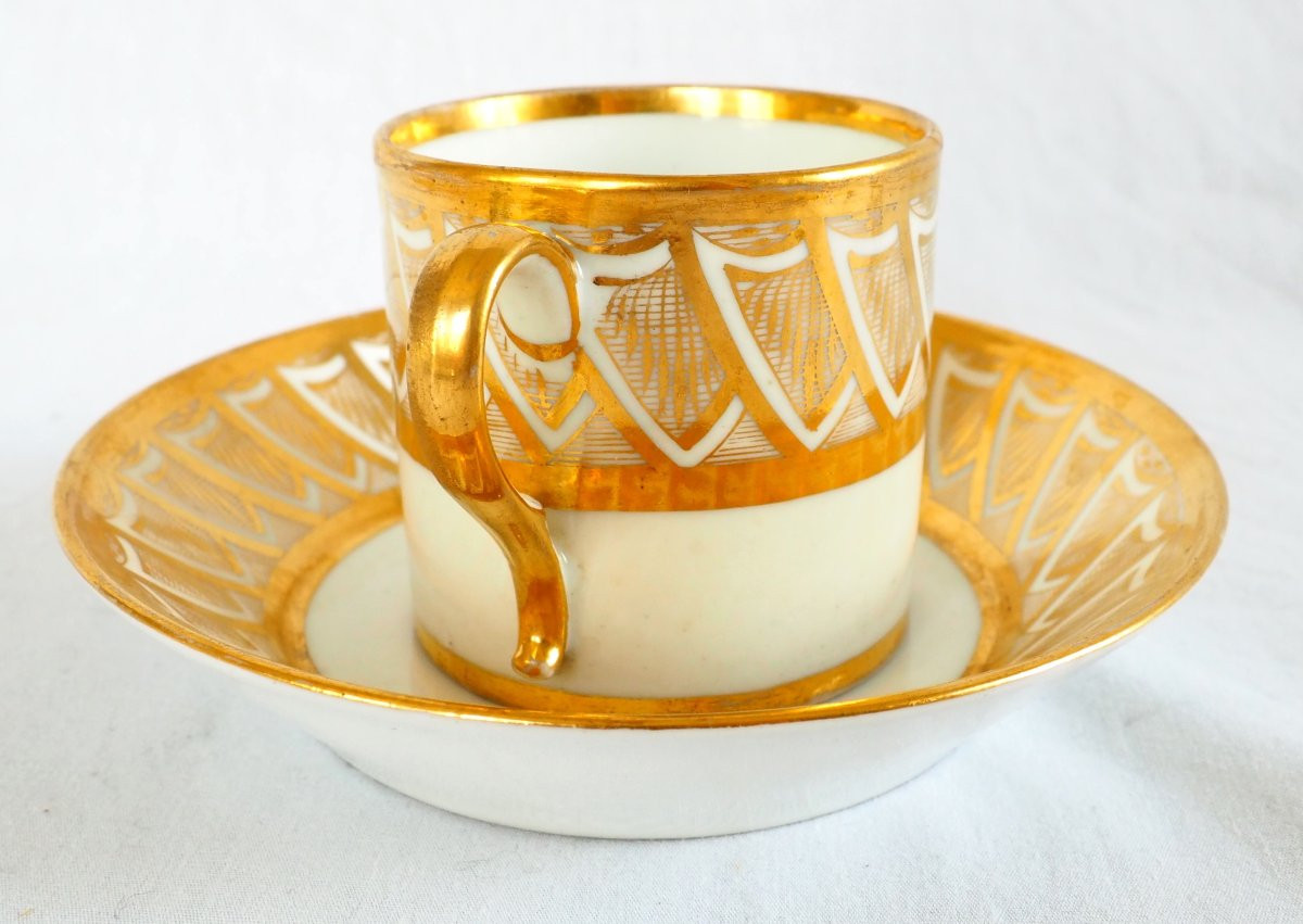 Dagoty Attributed To - Empire Period Litron Cup - White And Gold Porcelain-photo-5