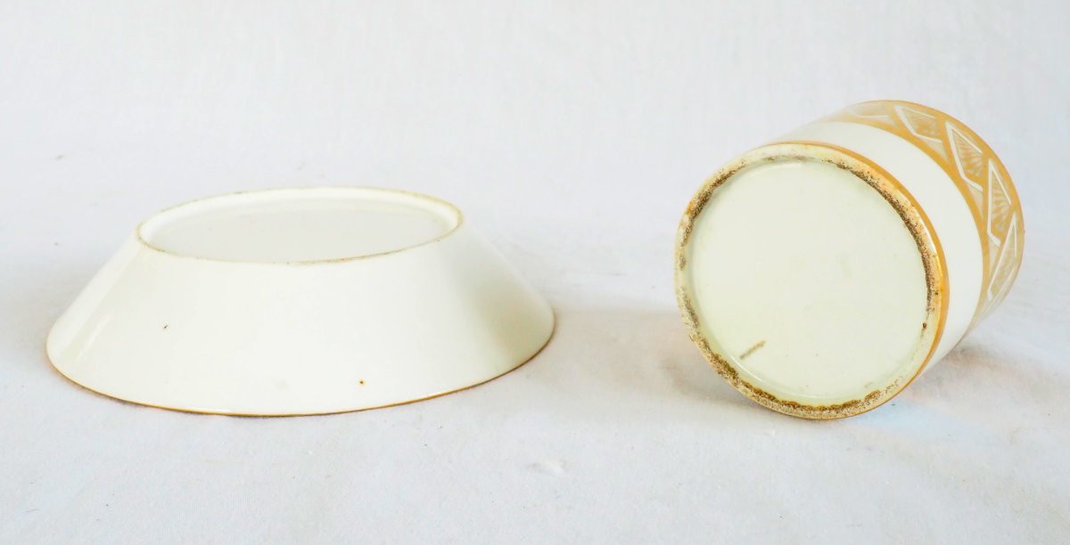 Dagoty Attributed To - Empire Period Litron Cup - White And Gold Porcelain-photo-6