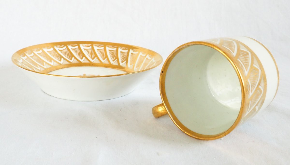 Dagoty Attributed To - Empire Period Litron Cup - White And Gold Porcelain-photo-7