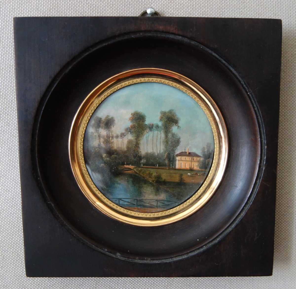 Pair Of Miniatures - Chateau And Its Park - Early 19th Century-photo-3