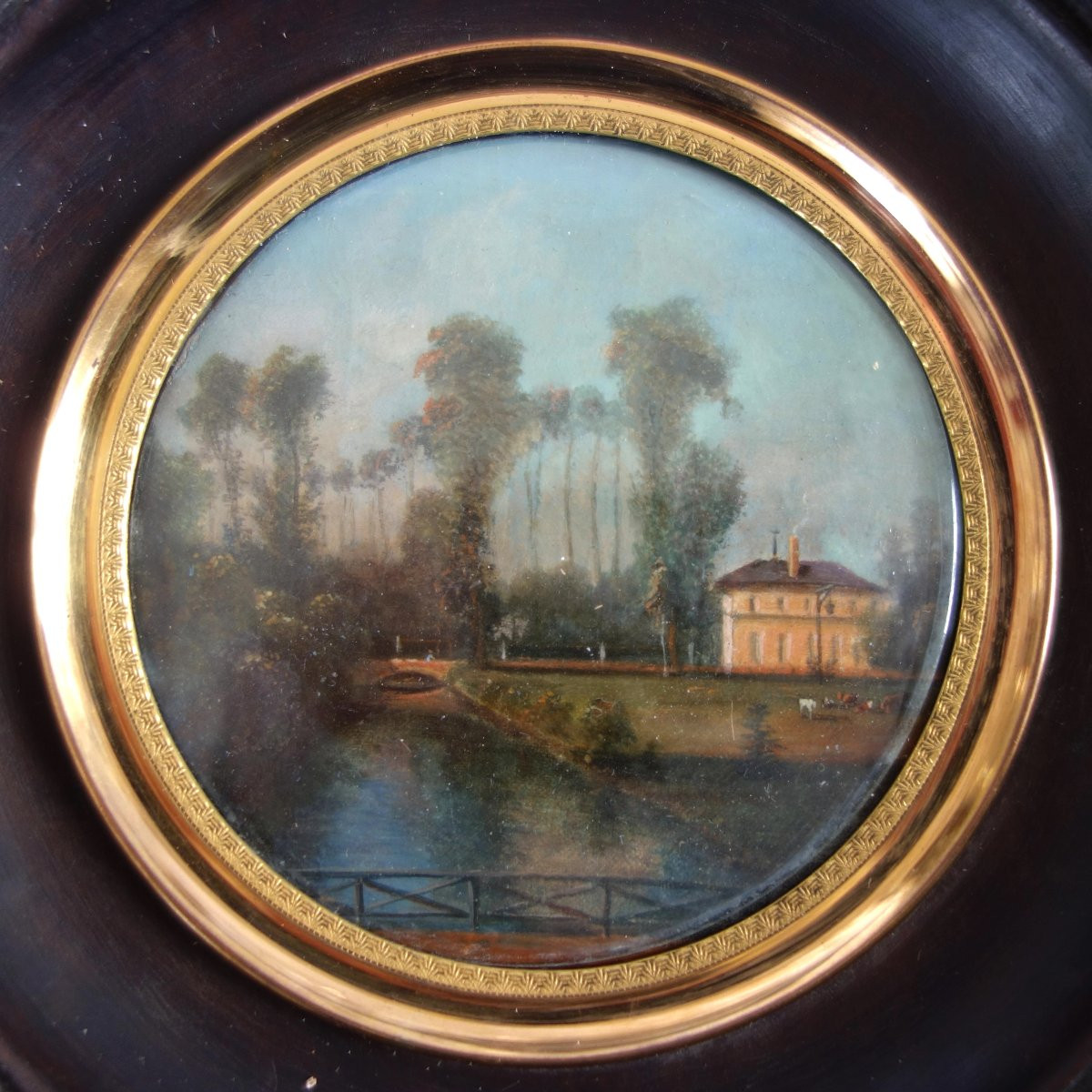 Pair Of Miniatures - Chateau And Its Park - Early 19th Century-photo-1