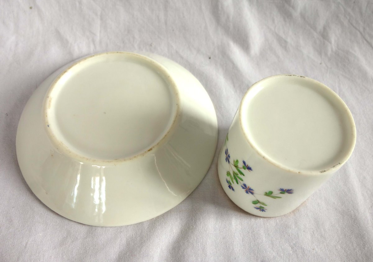 Manufacture de Locré, paire de Tasses à café litron en porcelaine, décor aux Barbeaux filets or-photo-5
