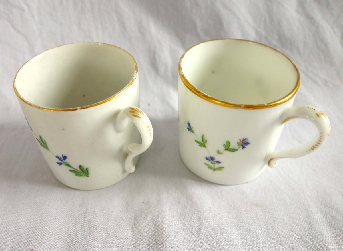 Manufacture de Locré, paire de Tasses à café litron en porcelaine, décor aux Barbeaux filets or-photo-6
