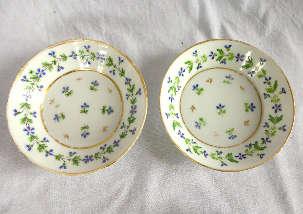 Manufacture de Locré, paire de Tasses à café litron en porcelaine, décor aux Barbeaux filets or-photo-7