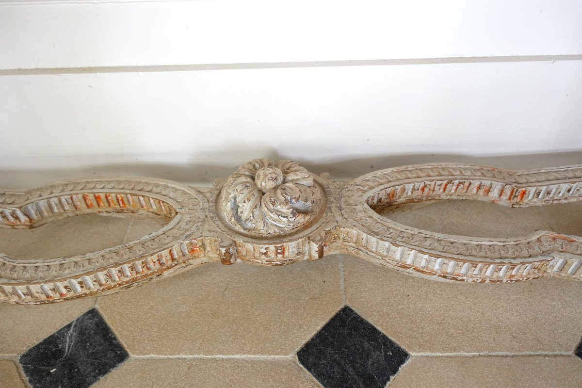 Louis XVI Period Vestibule Console Table, Patinated Wood And Marble-photo-5
