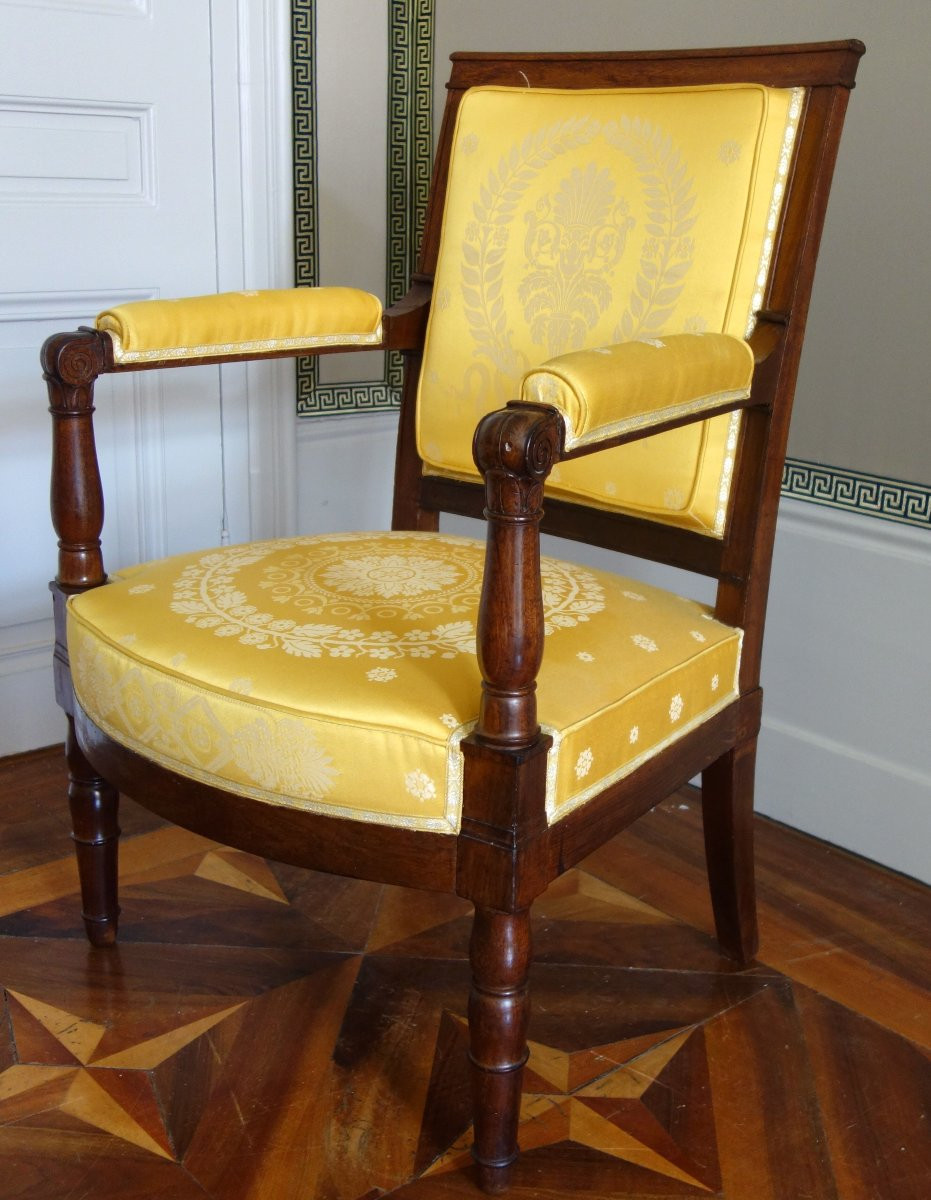Jacob Desmalter - Pair Of Empire Period Mahogany Armchairs - Stamped.-photo-2