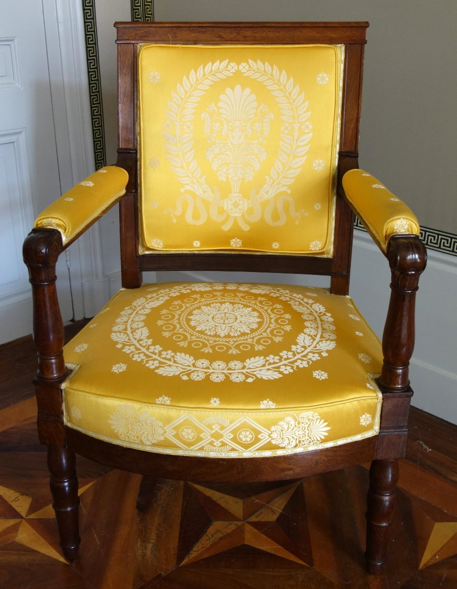 Jacob Desmalter - Pair Of Empire Period Mahogany Armchairs - Stamped.-photo-3