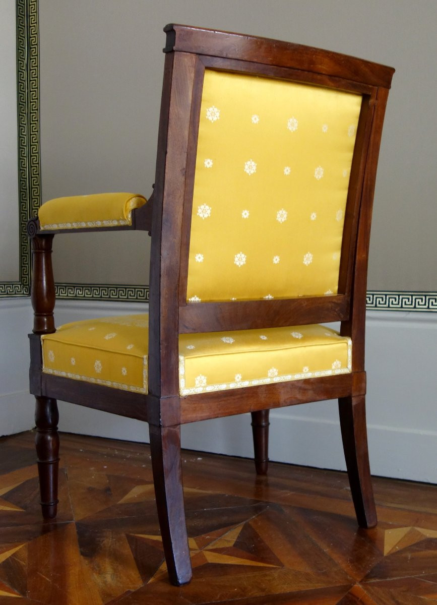 Jacob Desmalter - Pair Of Empire Period Mahogany Armchairs - Stamped.-photo-3