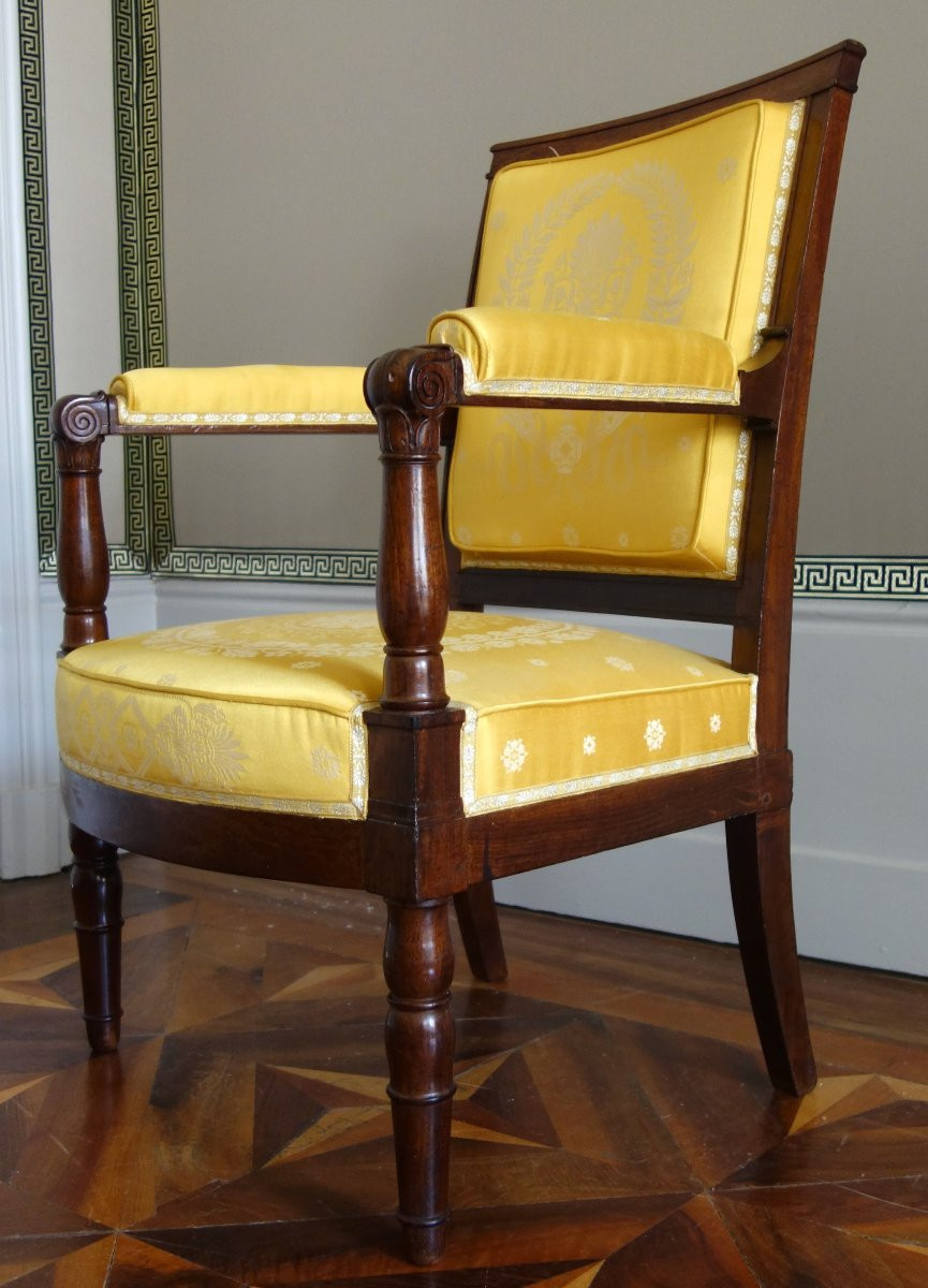 Jacob Desmalter - Pair Of Empire Period Mahogany Armchairs - Stamped.-photo-4