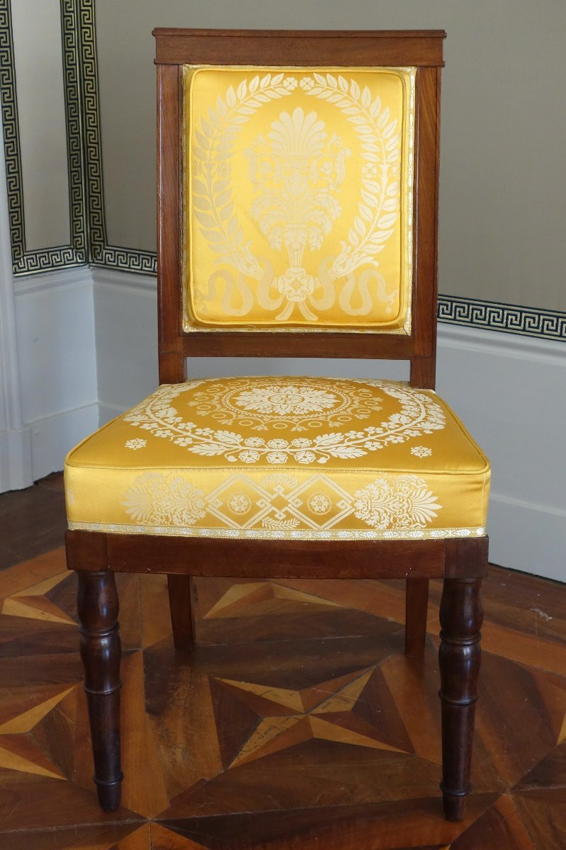 Jacob Desmalter - paire de chaises en acajou d'époque Empire - estampillés.-photo-1