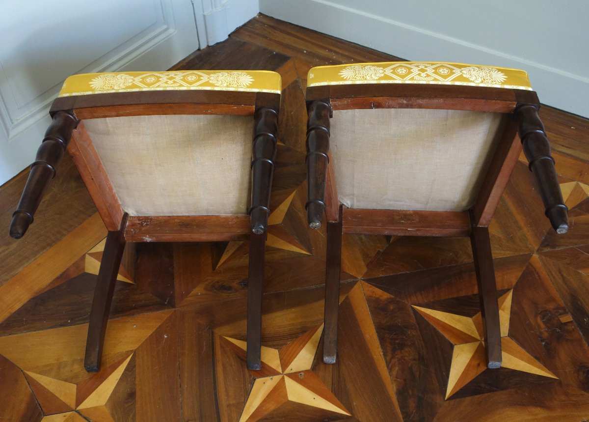Jacob Desmalter - paire de chaises en acajou d'époque Empire - estampillés.-photo-4