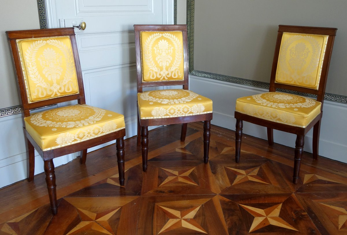 Jacob Desmalter - paire de chaises en acajou d'époque Empire - estampillés.-photo-7