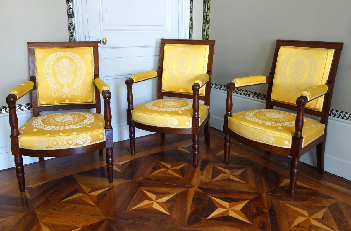 Jacob Desmalter - paire de chaises en acajou d'époque Empire - estampillés.-photo-8