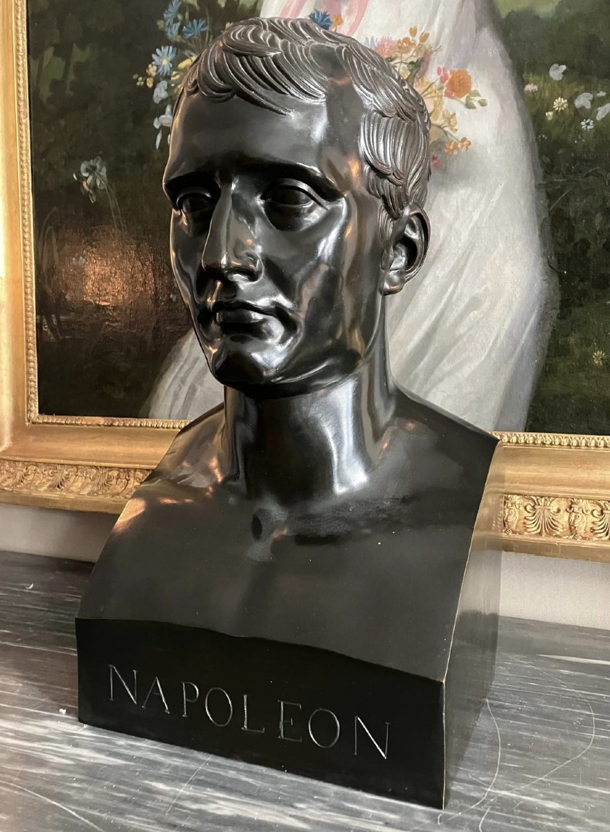 Entour. Denis Chaudet - Buste de Napoleon en Hermes - bronze fonte cire perdue d'epoque Empire-photo-3