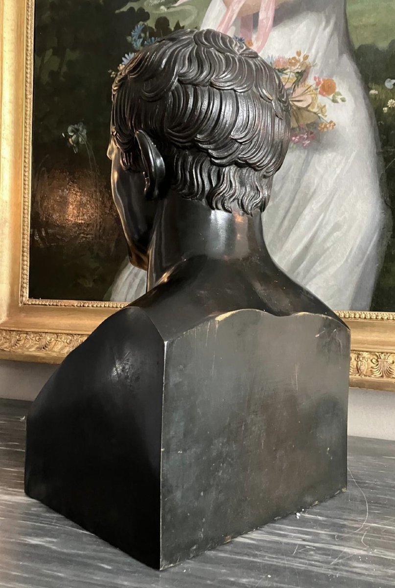 Entour. Denis Chaudet - Buste de Napoleon en Hermes - bronze fonte cire perdue d'epoque Empire-photo-4