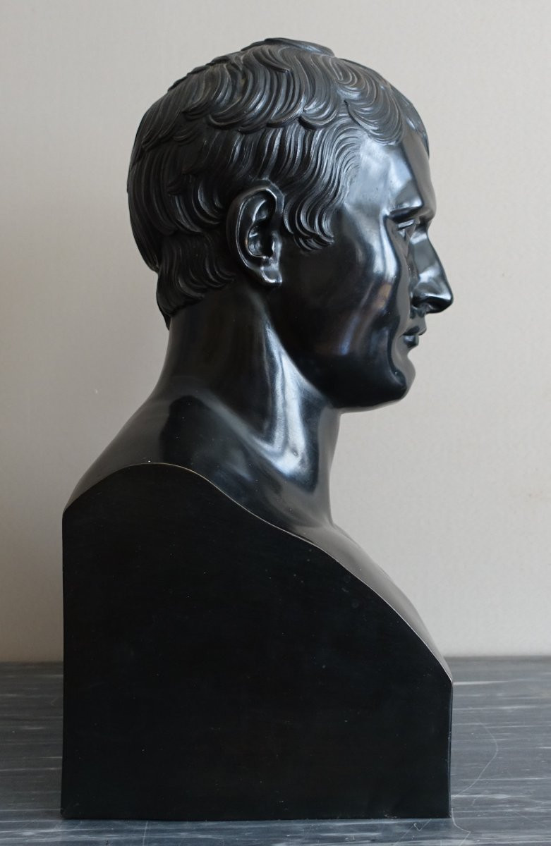 Entour. Denis Chaudet - Buste de Napoleon en Hermes - bronze fonte cire perdue d'epoque Empire-photo-1