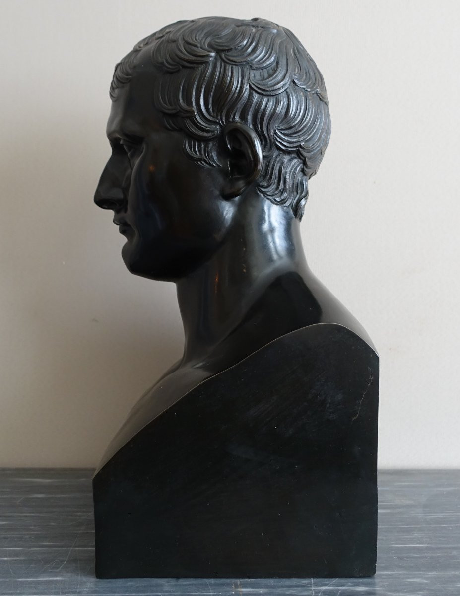 Entour. Denis Chaudet - Buste de Napoleon en Hermes - bronze fonte cire perdue d'epoque Empire-photo-2