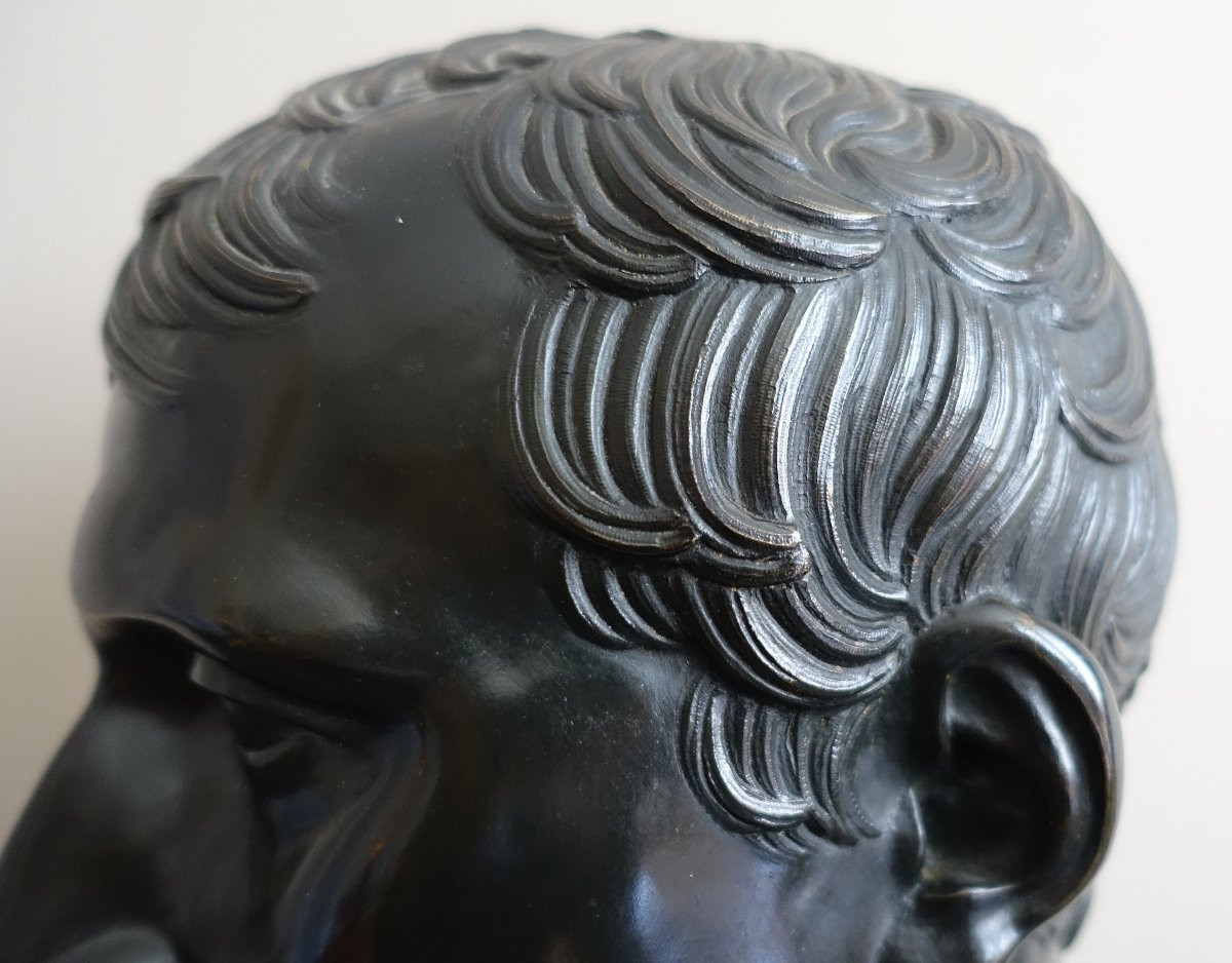 Entour. Denis Chaudet - Buste de Napoleon en Hermes - bronze fonte cire perdue d'epoque Empire-photo-4