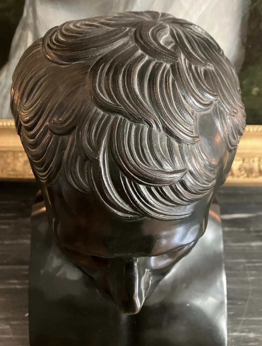 Entour. Denis Chaudet - Buste de Napoleon en Hermes - bronze fonte cire perdue d'epoque Empire-photo-6