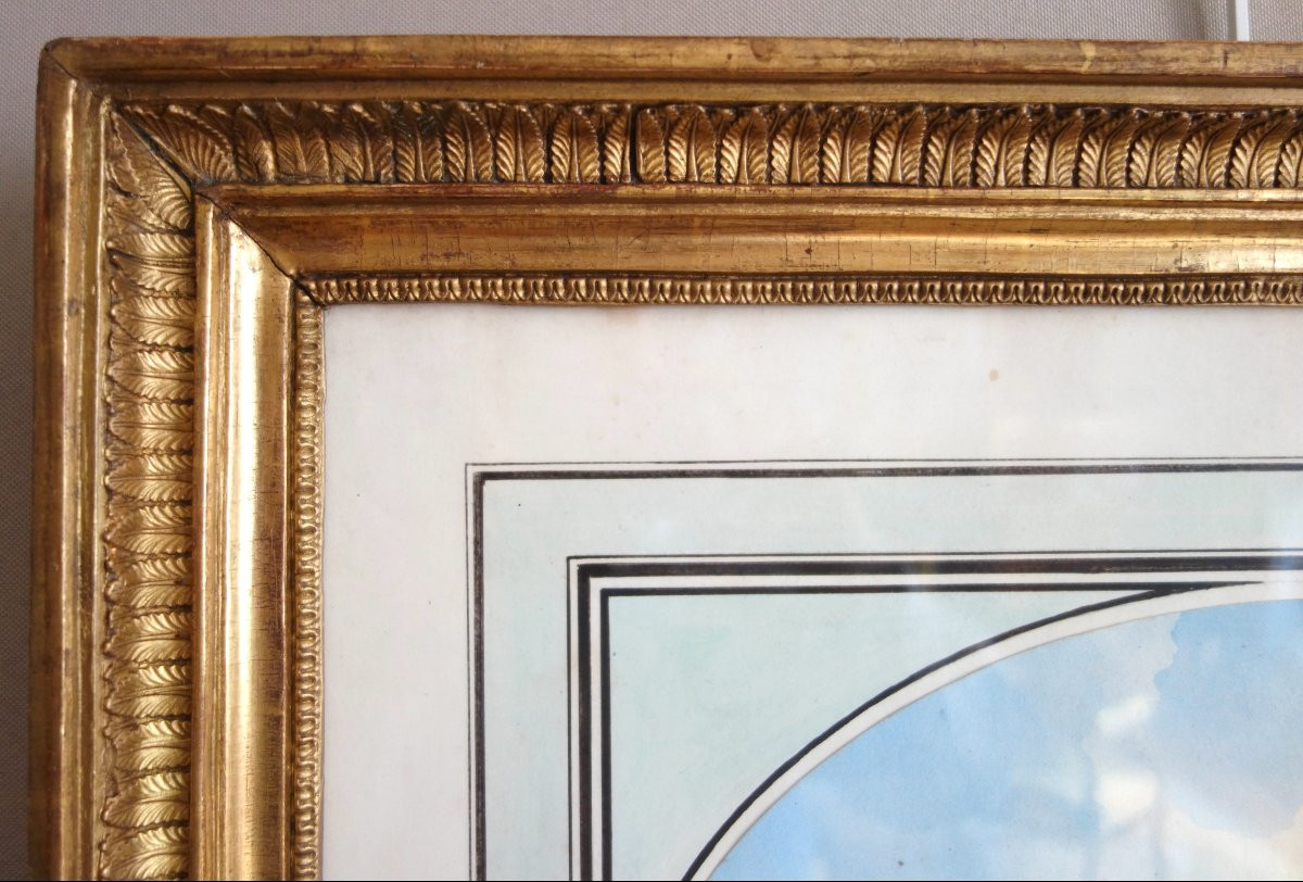 Victor-jean Nicolle - View Of The Collisée In Rome - Watercolor Drawing Late 18th Century-photo-3