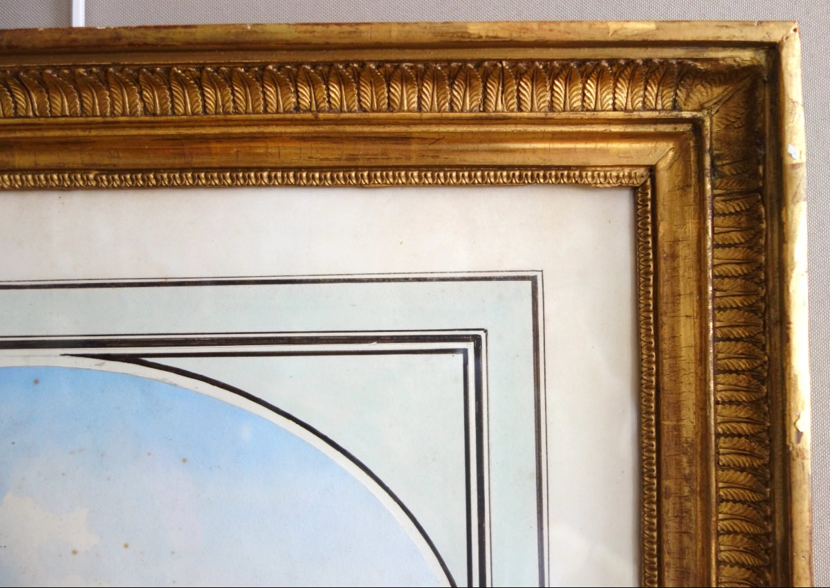 Victor-jean Nicolle - View Of The Collisée In Rome - Watercolor Drawing Late 18th Century-photo-4
