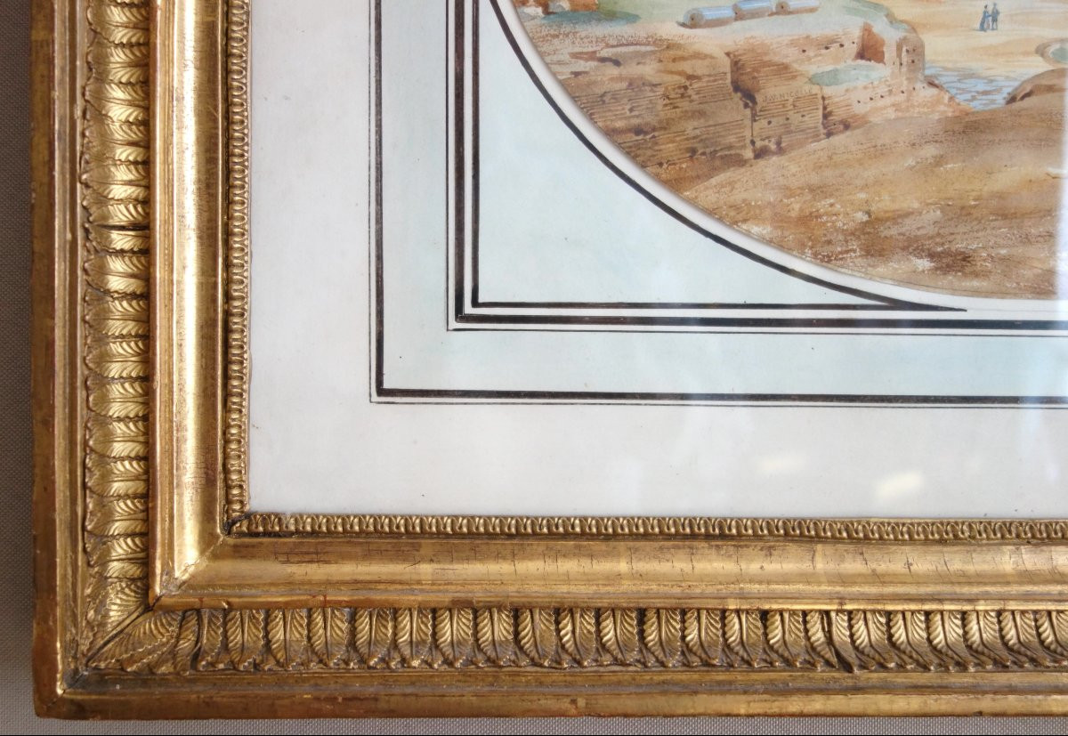 Victor-jean Nicolle - View Of The Collisée In Rome - Watercolor Drawing Late 18th Century-photo-5