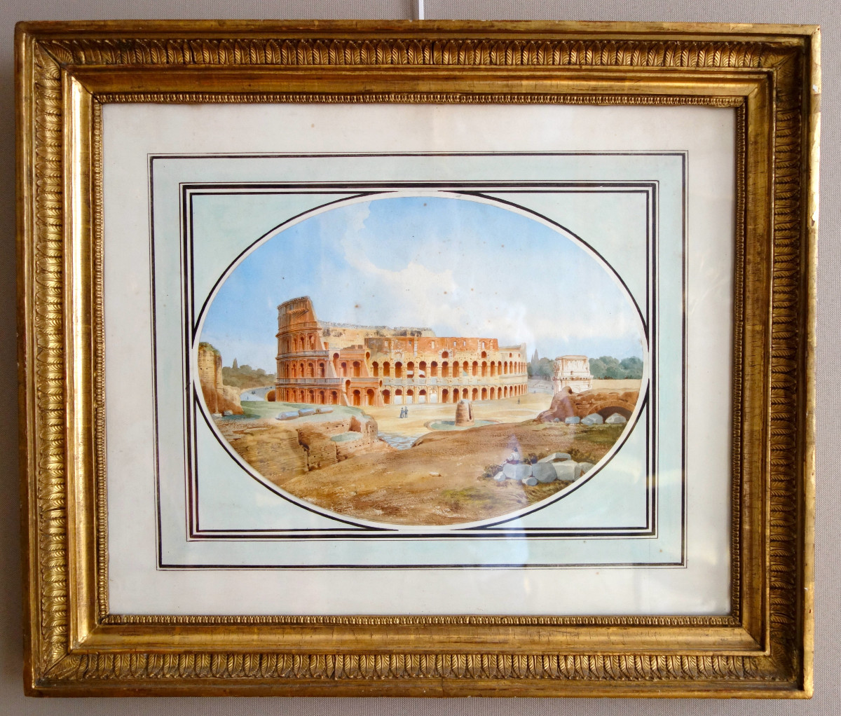 Victor-jean Nicolle - View Of The Collisée In Rome - Watercolor Drawing Late 18th Century