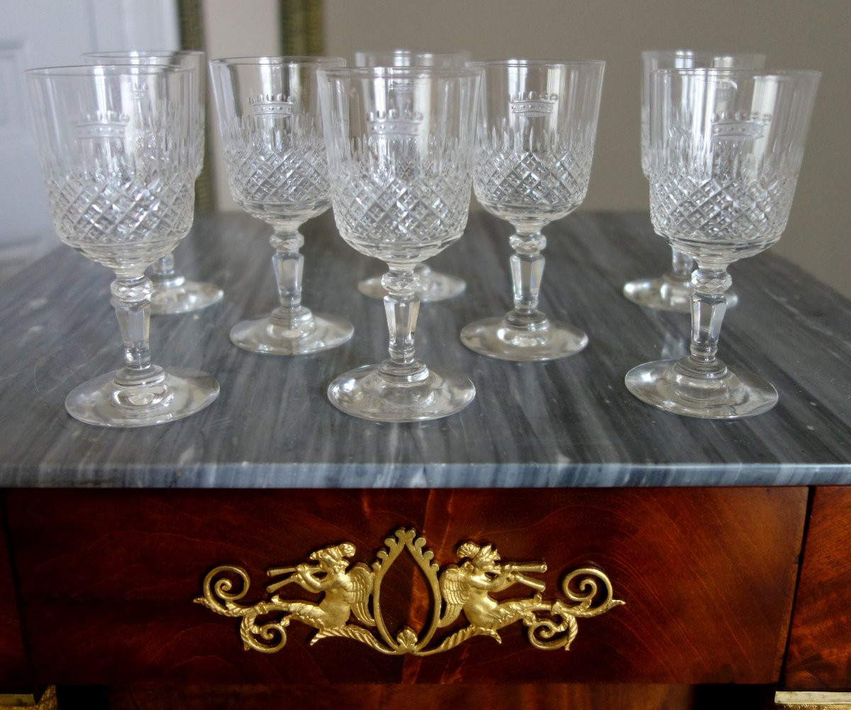 Baron's Crown: Baccarat Porto Set Of 8 Cut Crystal Glasses-photo-2
