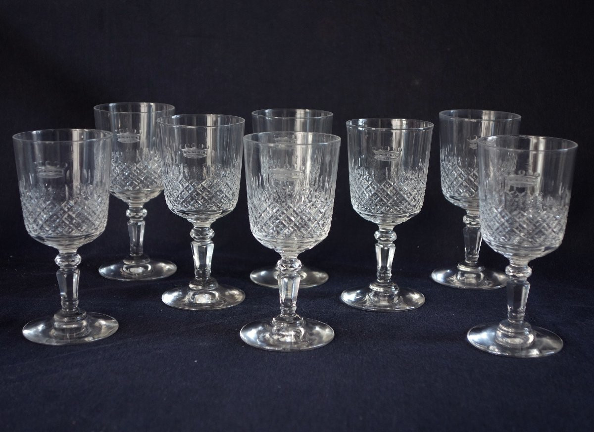 Baron's Crown: Baccarat Porto Set Of 8 Cut Crystal Glasses-photo-3