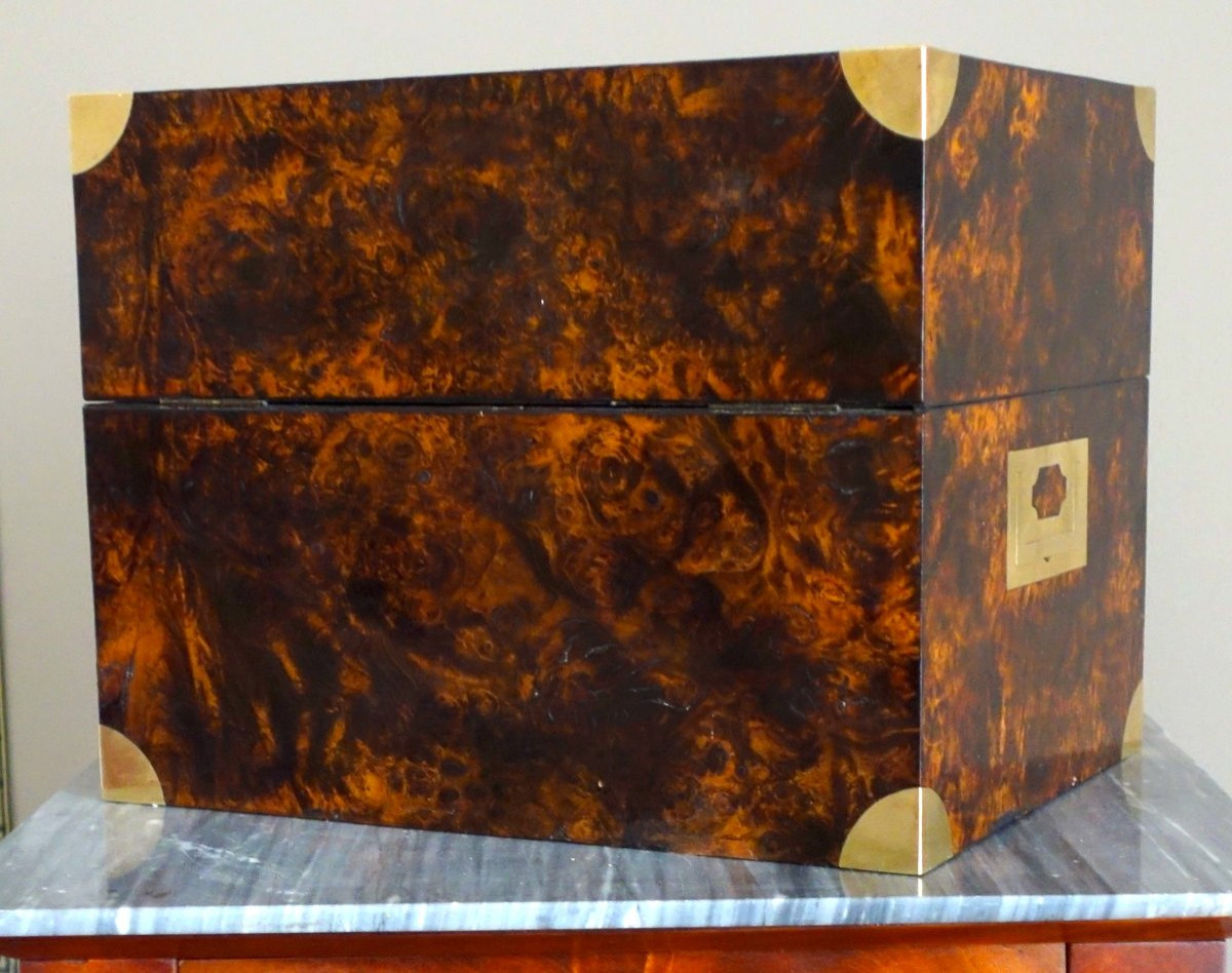 Empire Period Liqueur Cellar In Creusot Crystal And Burl Walnut-photo-2