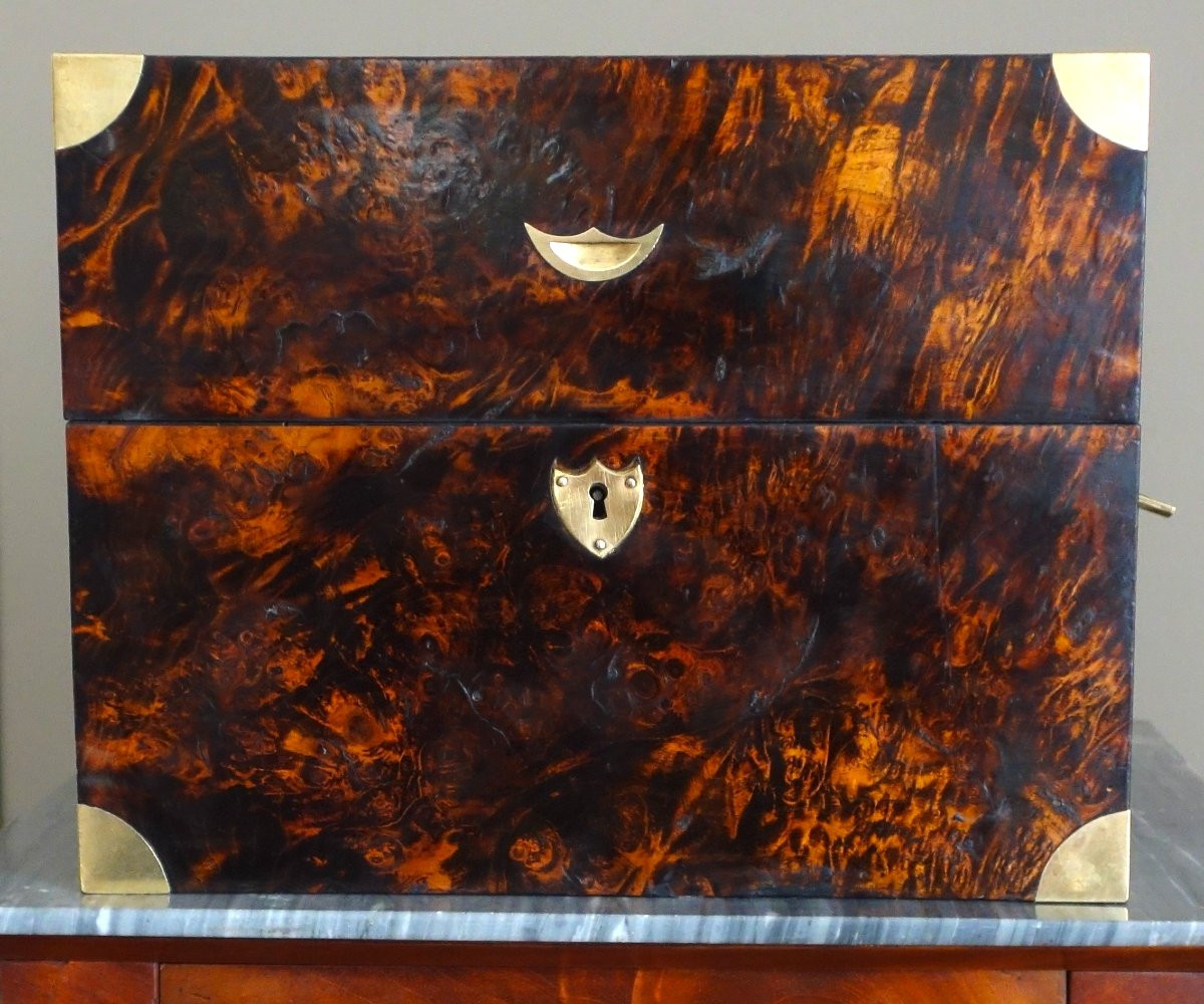Empire Period Liqueur Cellar In Creusot Crystal And Burl Walnut-photo-5