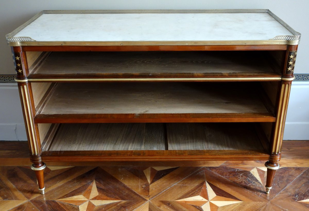 commode d'époque Directoire en plaquage de Citronnier et d'acajou - fin 18e siècle-photo-5