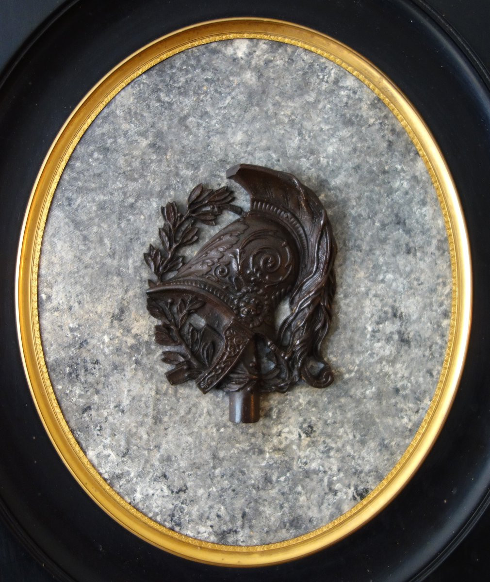 Large Miniature Military Trophy, Souvenir Of The Grand Tour, Patinated Bronze On Marble Base 33cm-photo-3