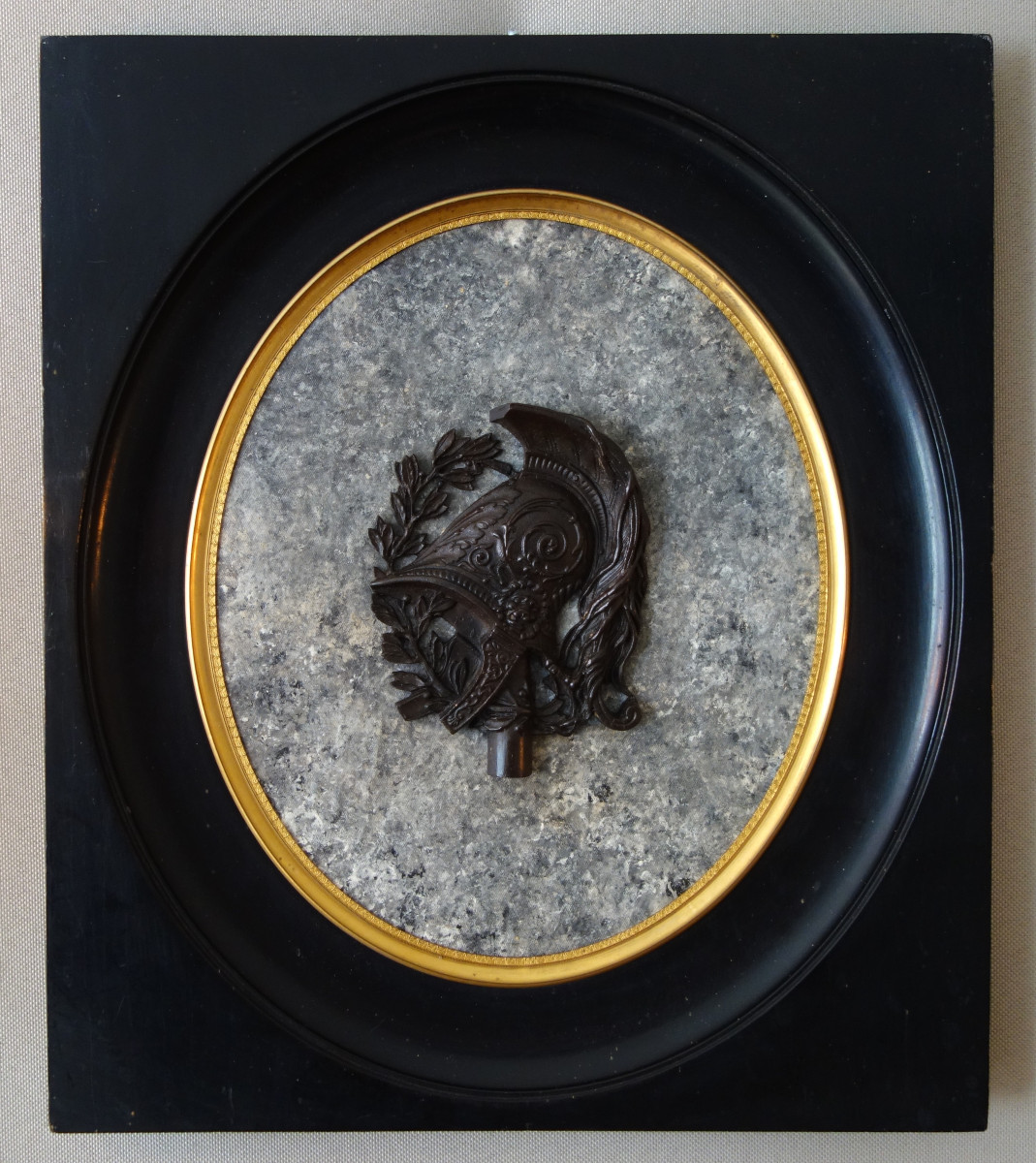 Large Miniature Military Trophy, Souvenir Of The Grand Tour, Patinated Bronze On Marble Base 33cm-photo-4