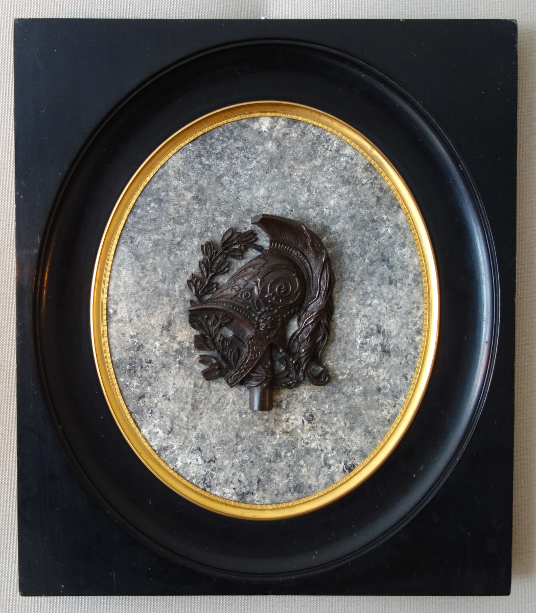 Large Miniature Military Trophy, Souvenir Of The Grand Tour, Patinated Bronze On Marble Base 33cm
