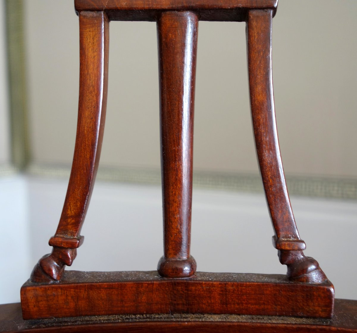 Demay Rue De Clery - Suite Of 4 Directoire Period Chairs Mahogany Molding & Horsehair - Stamped-photo-3