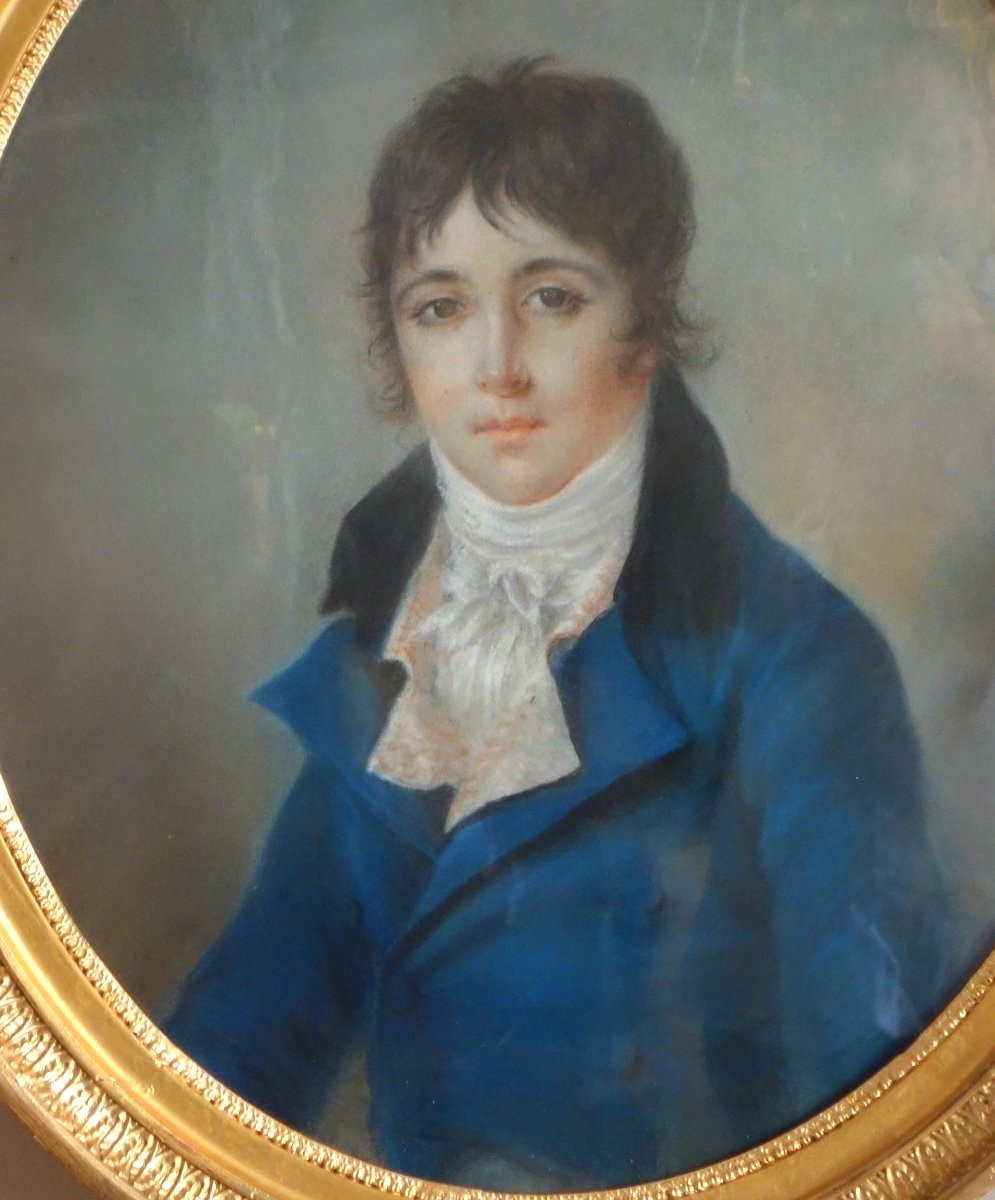Ecole Française du début 19e siècle, portrait pastel d'un jeune aristocrate sous l'Empire-photo-4