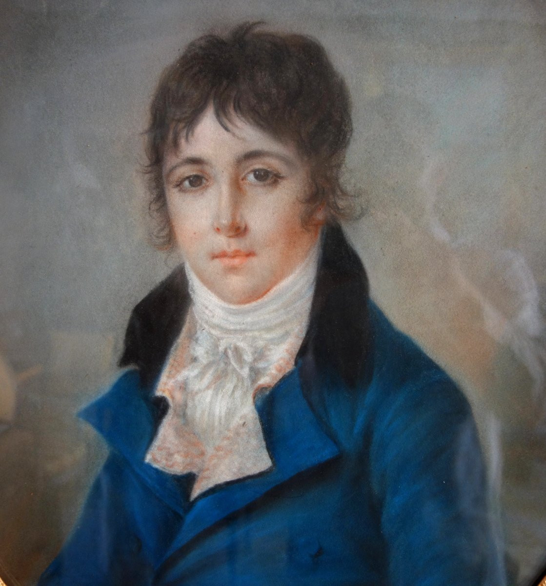 Ecole Française du début 19e siècle, portrait pastel d'un jeune aristocrate sous l'Empire-photo-1