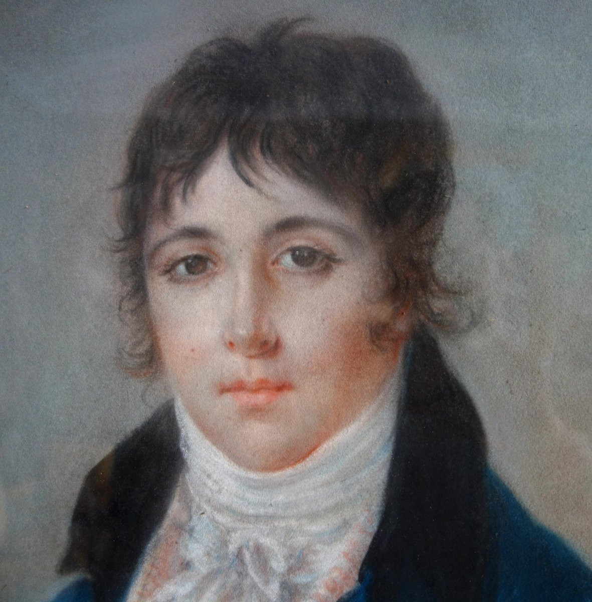 Ecole Française du début 19e siècle, portrait pastel d'un jeune aristocrate sous l'Empire-photo-2