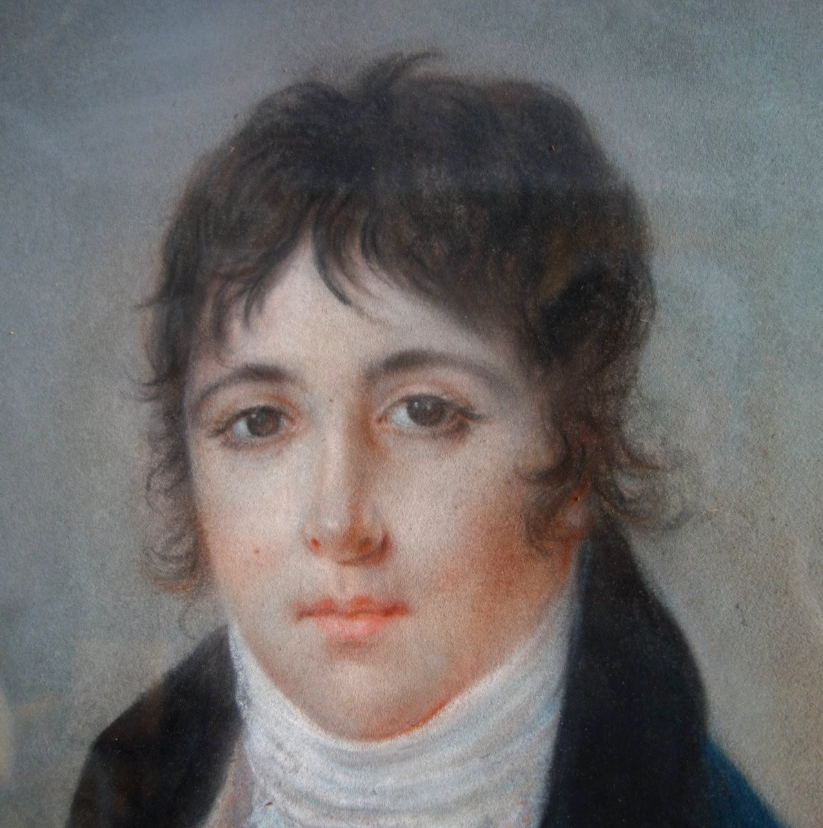 Ecole Française du début 19e siècle, portrait pastel d'un jeune aristocrate sous l'Empire-photo-3