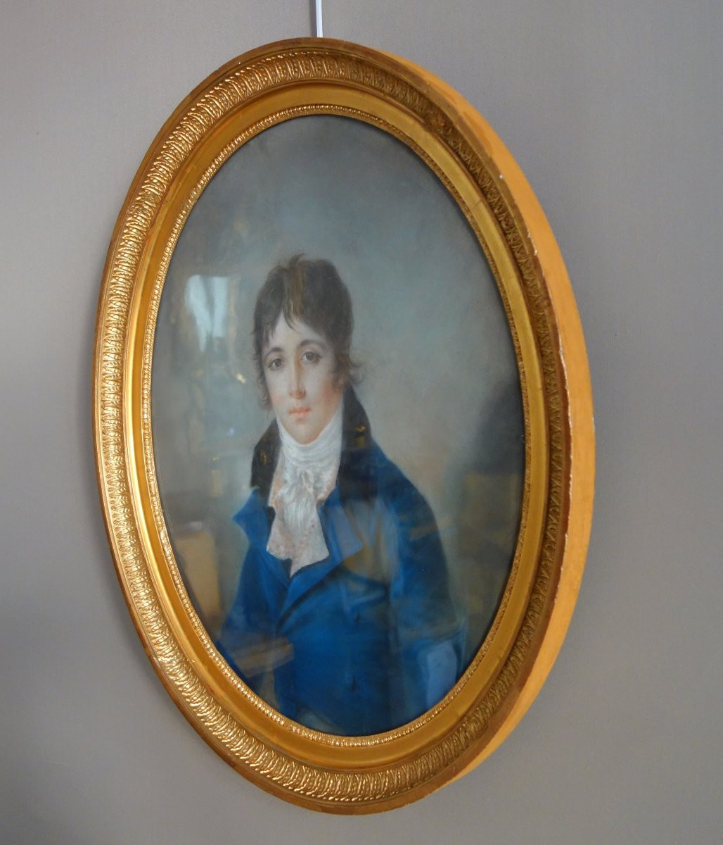 Ecole Française du début 19e siècle, portrait pastel d'un jeune aristocrate sous l'Empire-photo-4