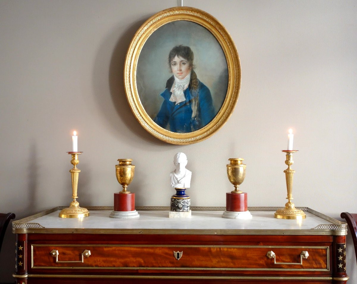 Ecole Française du début 19e siècle, portrait pastel d'un jeune aristocrate sous l'Empire-photo-7
