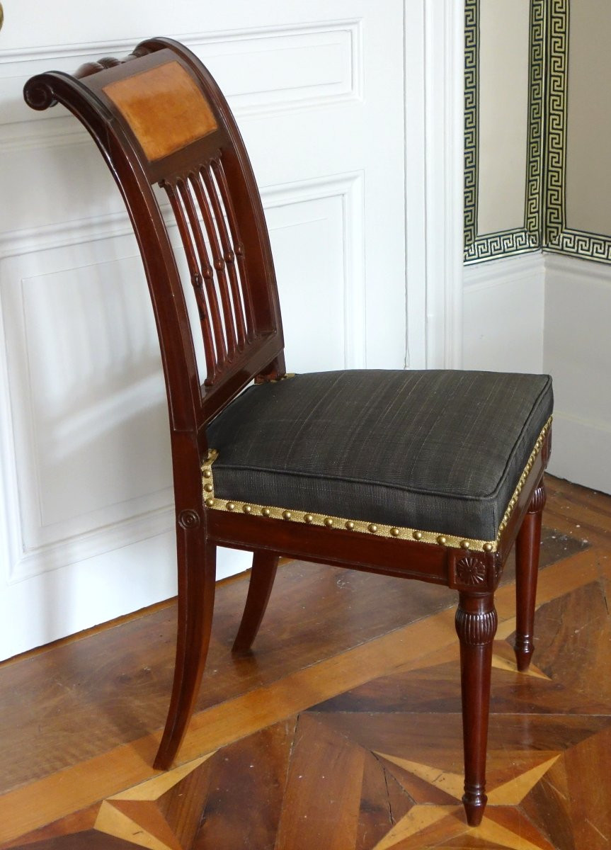 Georges Jacob - chaise à l'etrusque d'époque Directoire en acajou & crin de cheval - estampille-photo-3