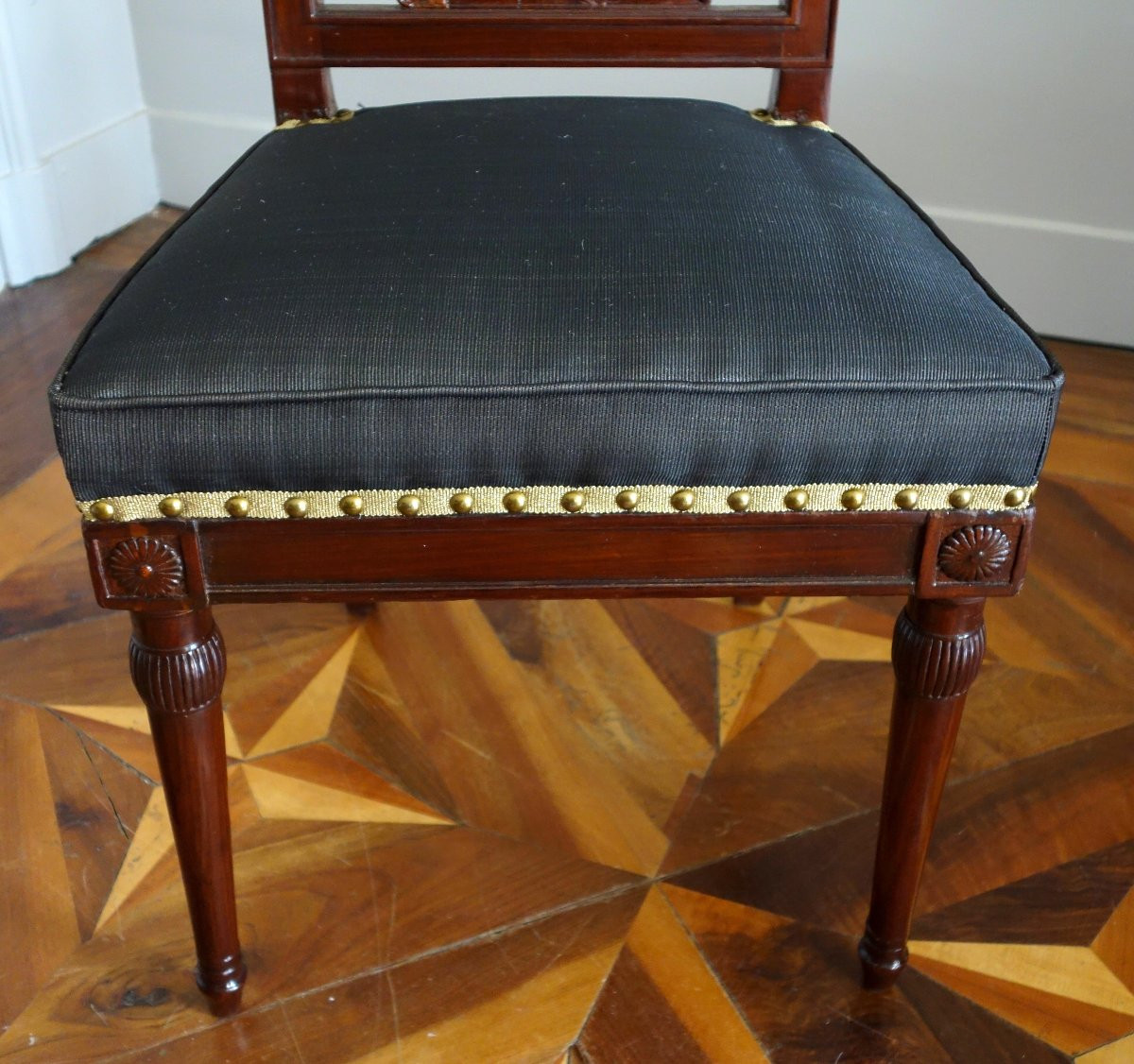 Georges Jacob - chaise à l'etrusque d'époque Directoire en acajou & crin de cheval - estampille-photo-2